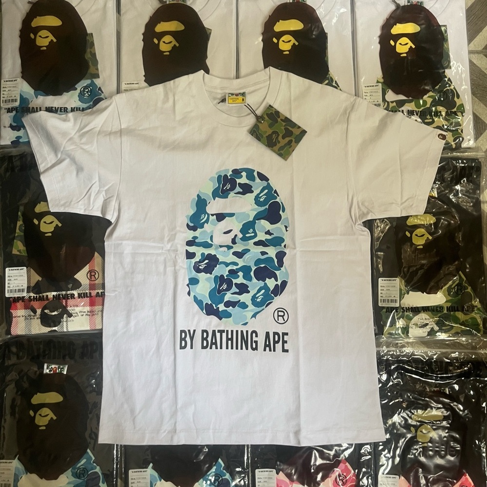 Bape White and Blue Camo Short Sleeve Tee